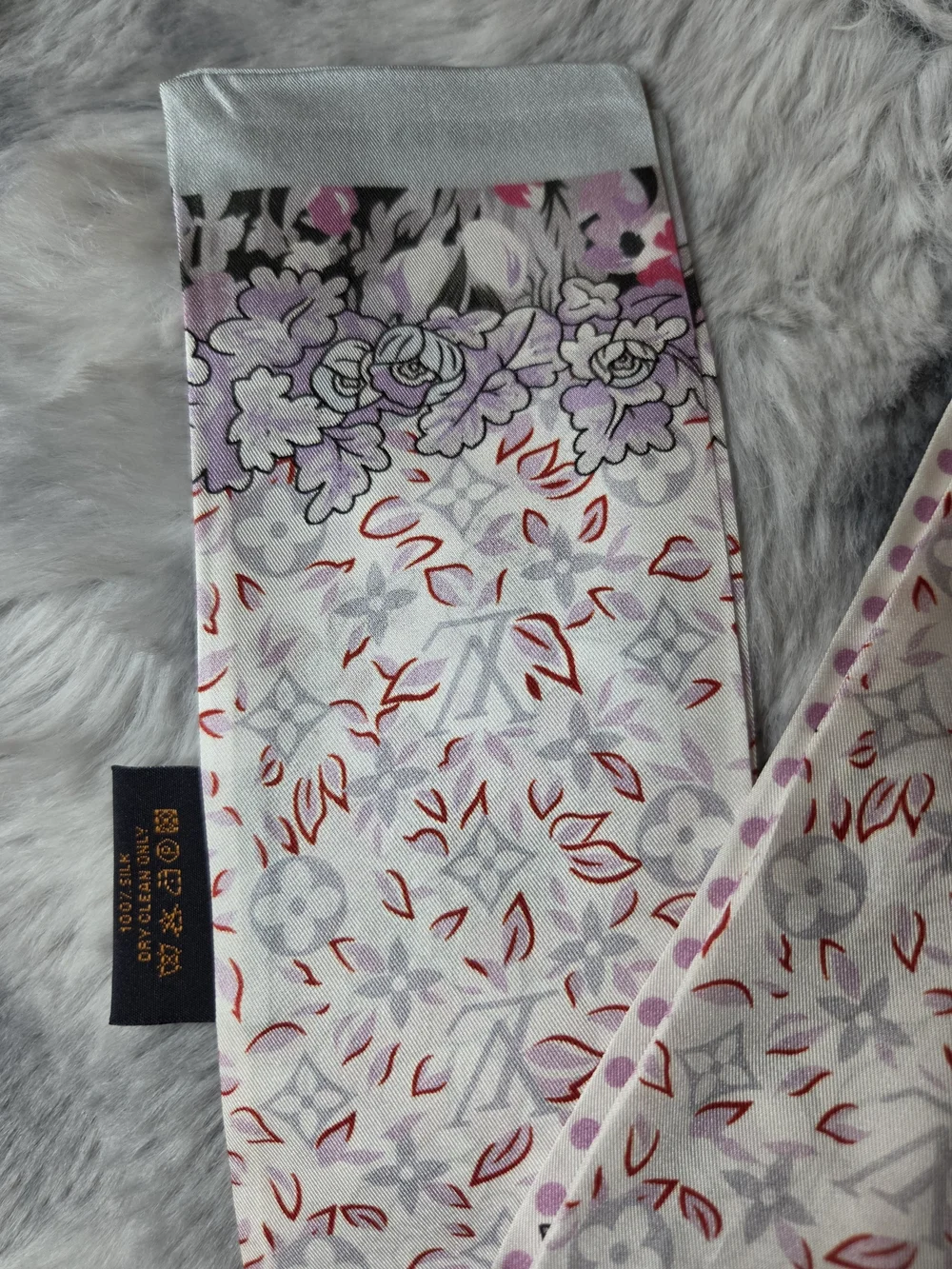 Pink and White Floral Silk Scarf